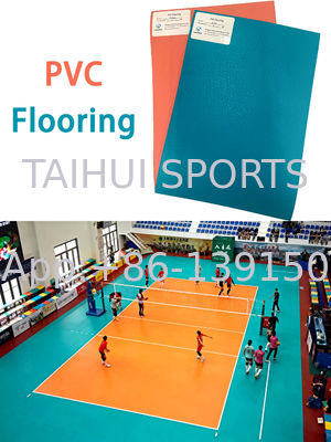 İç mekan PVC spor zemini kayma karşıtı şok emici su geçirmez vinil spor sahası zemini voleybol için badminton basketbol