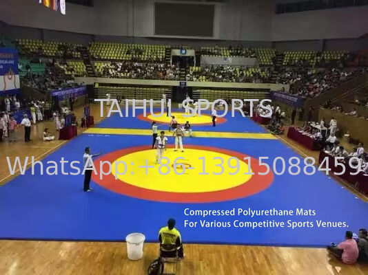 Etkinlik Sınıfı Judo Çatısı 230kg/m3 40mm Kalınlığı PU Deri Karate Eğitim Çatısı Güreş Taekwondo Çatısı