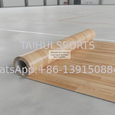 Basketbol, Voleybol ve Badminton Sahaları İçin Süper Aşınmaya Dayanıklı Kaymaz Su Geçirmez PVC Spor Zemin Kaplaması